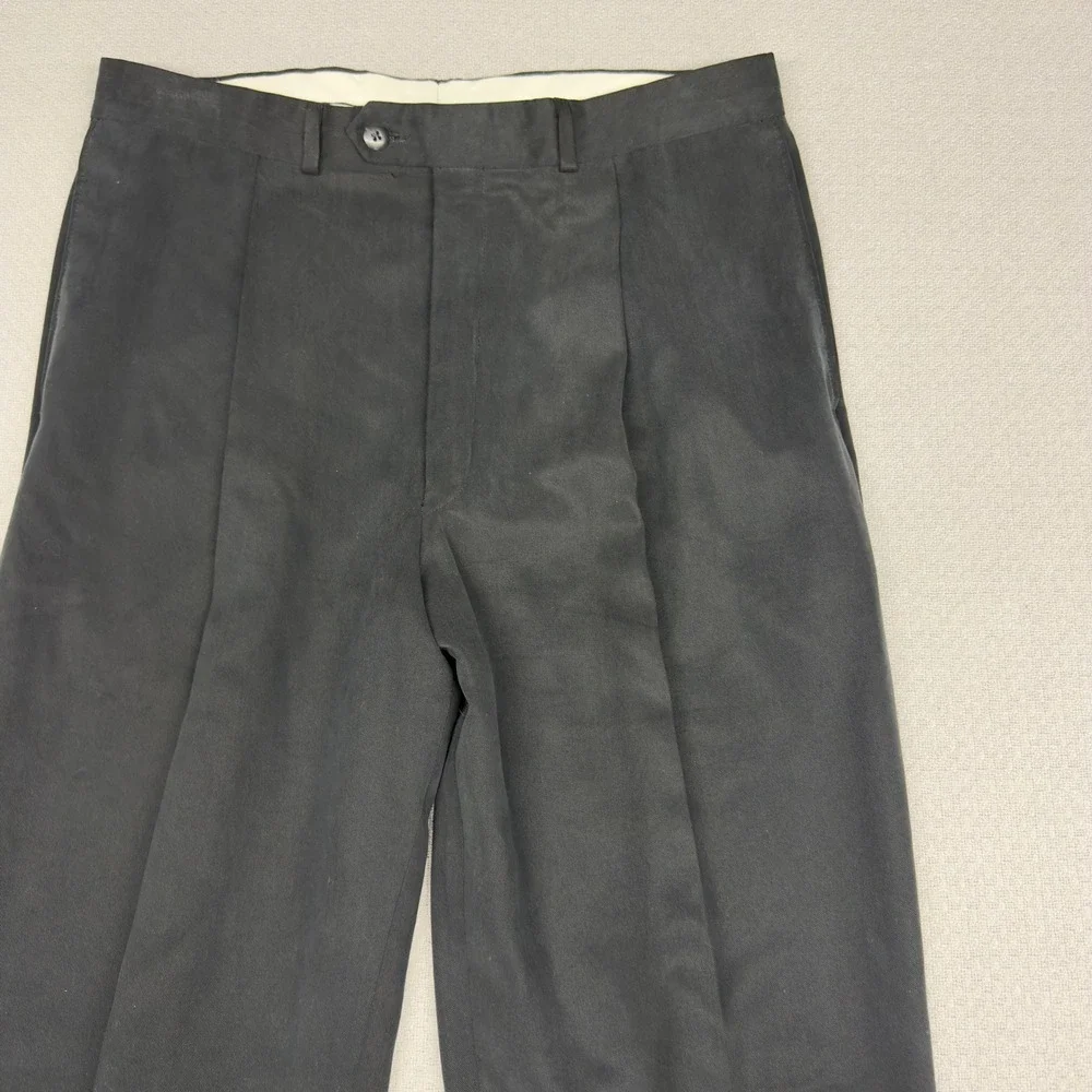 Ralph Ralph Lauren Pants Mens 34x32 Black Pleated Cuffed Trousers Formal